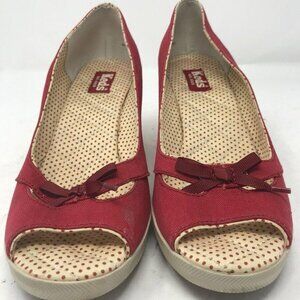 Ladies' Keds Red Spright Rubber Wedge pre-owned Size 9M